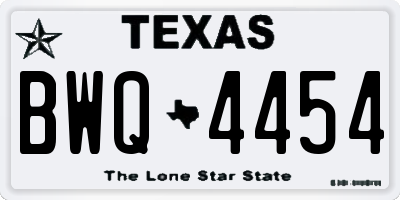 TX license plate BWQ4454