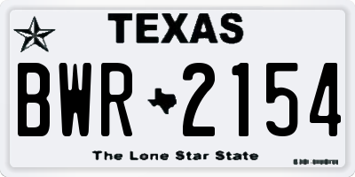 TX license plate BWR2154