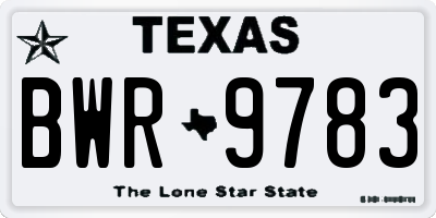 TX license plate BWR9783