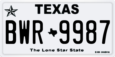 TX license plate BWR9987