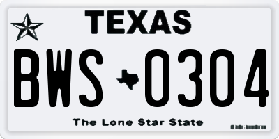 TX license plate BWS0304