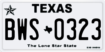 TX license plate BWS0323