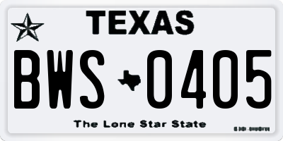 TX license plate BWS0405