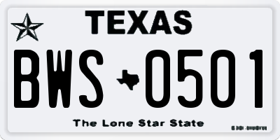 TX license plate BWS0501