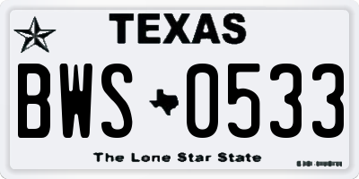 TX license plate BWS0533