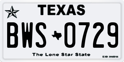 TX license plate BWS0729