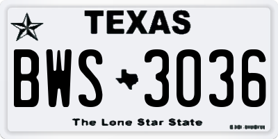 TX license plate BWS3036