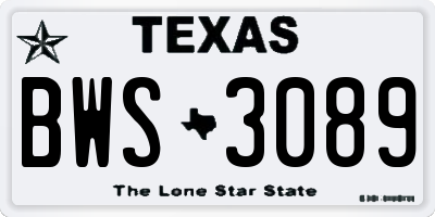 TX license plate BWS3089