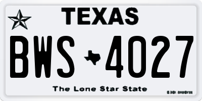 TX license plate BWS4027