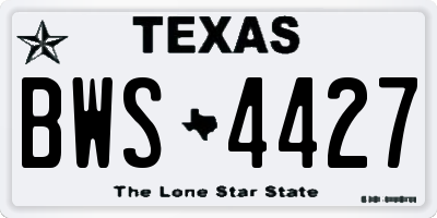 TX license plate BWS4427