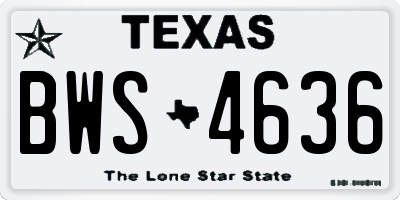 TX license plate BWS4636