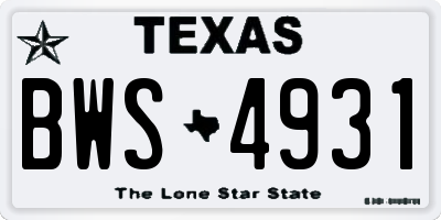 TX license plate BWS4931
