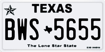TX license plate BWS5655