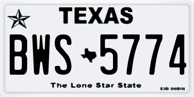 TX license plate BWS5774