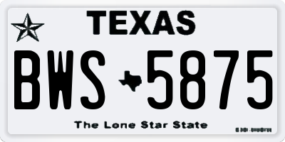 TX license plate BWS5875