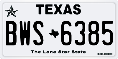 TX license plate BWS6385