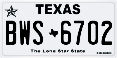TX license plate BWS6702