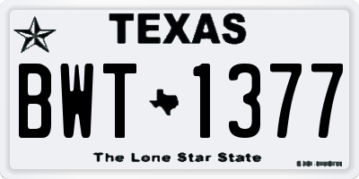 TX license plate BWT1377