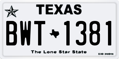 TX license plate BWT1381