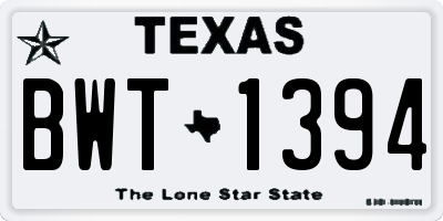 TX license plate BWT1394