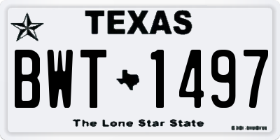TX license plate BWT1497