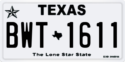 TX license plate BWT1611