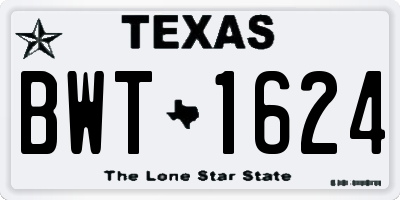 TX license plate BWT1624