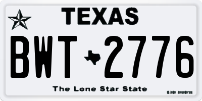 TX license plate BWT2776
