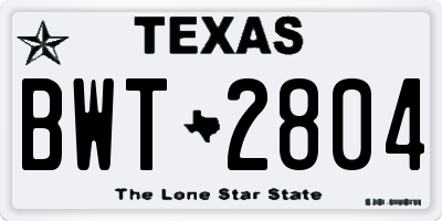 TX license plate BWT2804