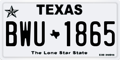 TX license plate BWU1865