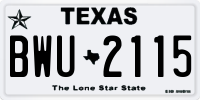 TX license plate BWU2115