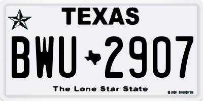 TX license plate BWU2907