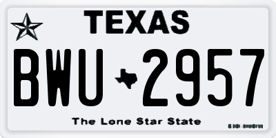 TX license plate BWU2957