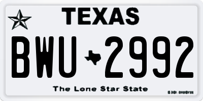 TX license plate BWU2992