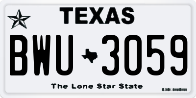 TX license plate BWU3059