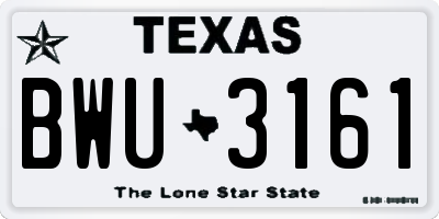 TX license plate BWU3161