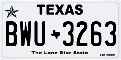 TX license plate BWU3263