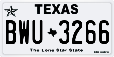 TX license plate BWU3266