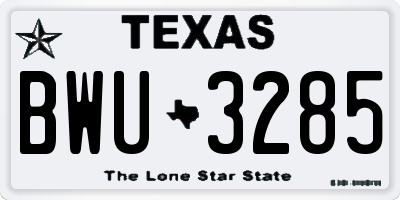 TX license plate BWU3285