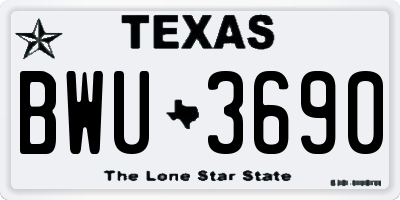 TX license plate BWU3690