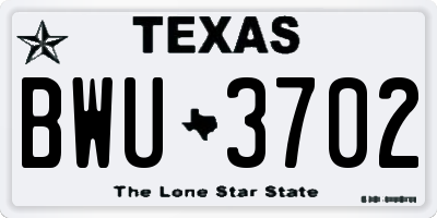 TX license plate BWU3702