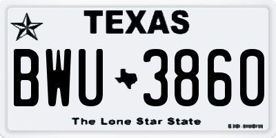 TX license plate BWU3860
