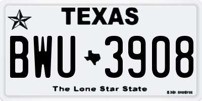 TX license plate BWU3908