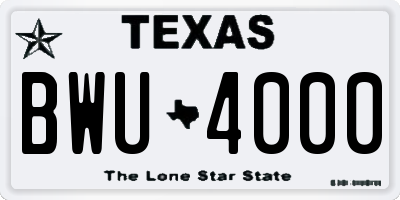 TX license plate BWU4000