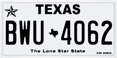 TX license plate BWU4062