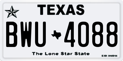 TX license plate BWU4088