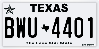 TX license plate BWU4401