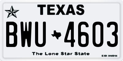 TX license plate BWU4603