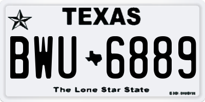 TX license plate BWU6889
