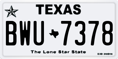 TX license plate BWU7378